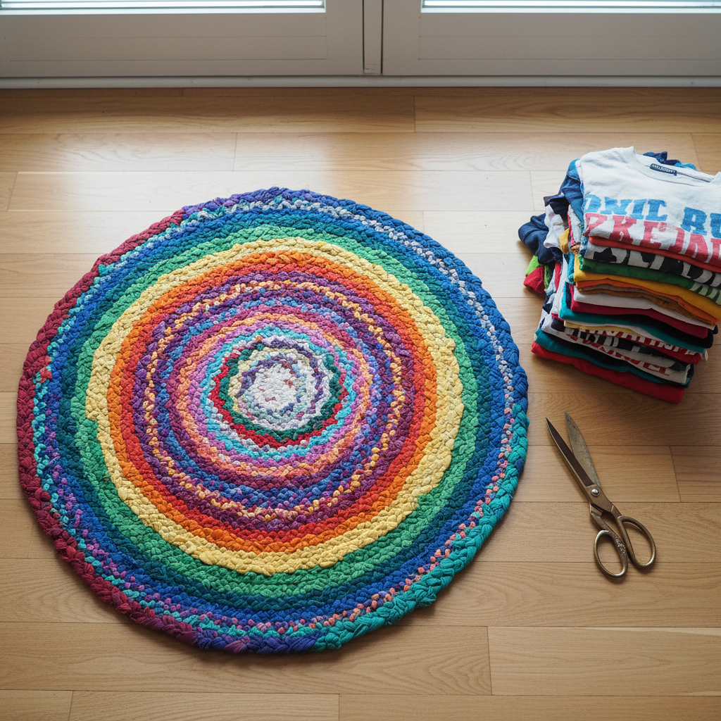 Don't Toss Old Tees! Turn Them Into a Chic Rug With This No-Sew Hack