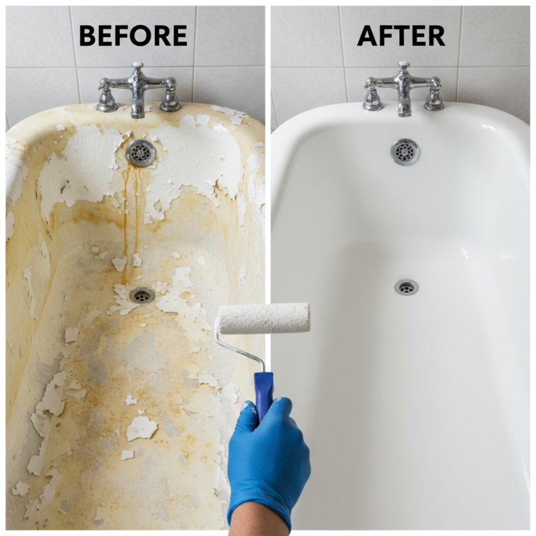 My $50 Bathroom Remodel: DIY Bathtub Refinishing Results
