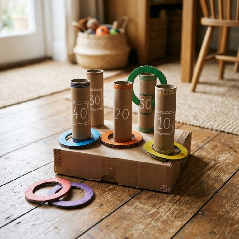 Banish Toddler Boredom Today! How to Make a DIY Cardboard Ring Toss Game in 10 Minutes