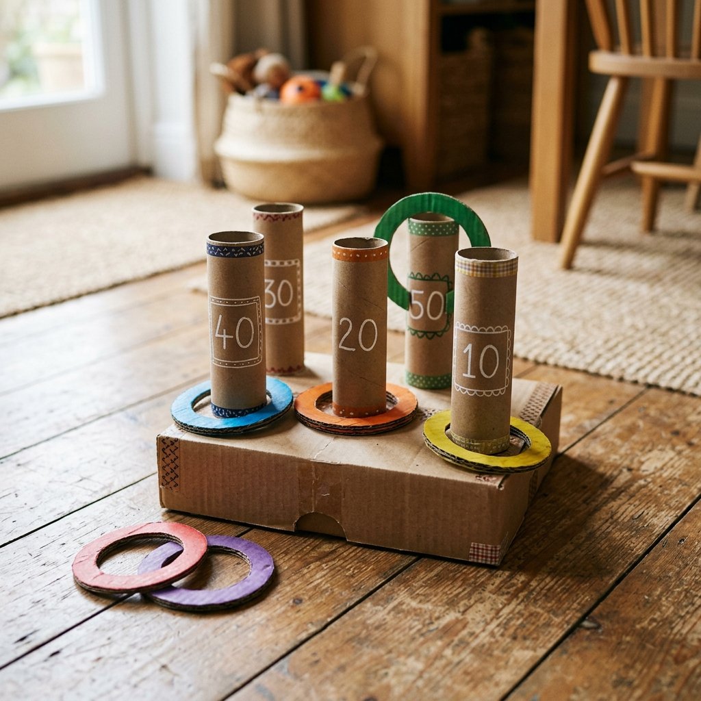 Banish Toddler Boredom Today! How to Make a DIY Cardboard Ring Toss Game in 10 Minutes
