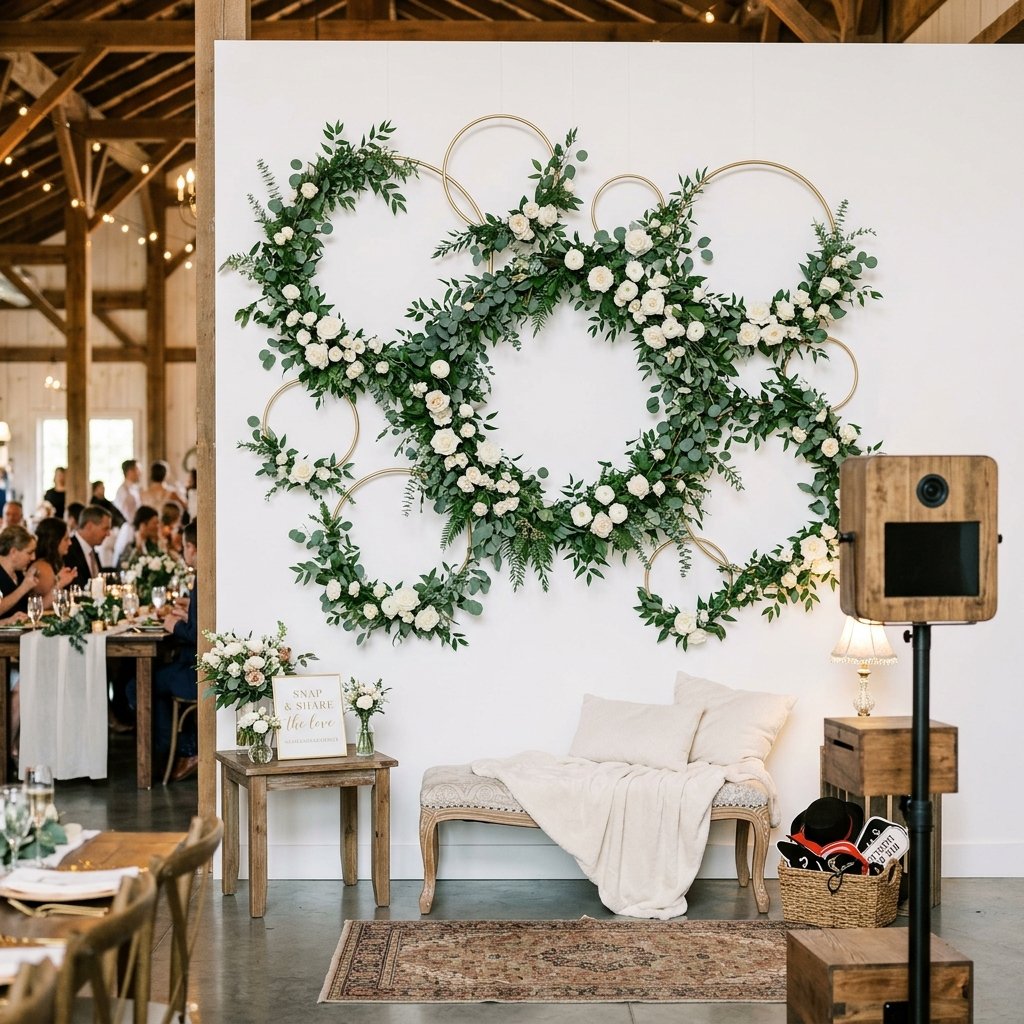 DIY Wedding Photo Booth Backdrop: Make This Elegant Floral Hoop Wall For Under $50!
