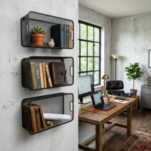 Genius Dollar Store Wire Wastebasket Hack: How to Make Trendy Industrial Wall Shelves!