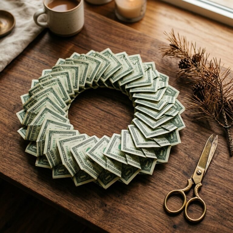Give Cash in Style! Learn How to Fold a Beautiful Money Origami Wreath for the Best Christmas Gift Ever