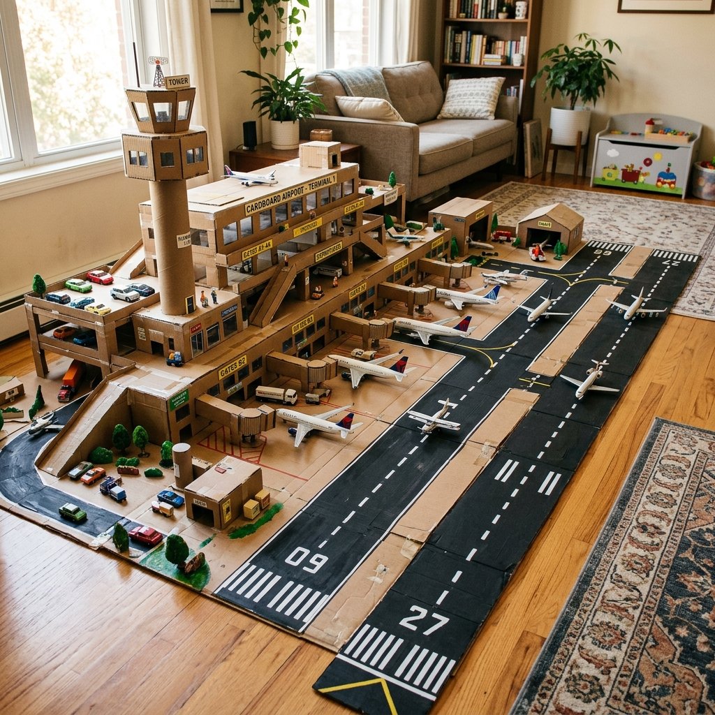 Hours of Quiet Play: How to Make an Awesome DIY Cardboard Airport and Runway for Toddlers
