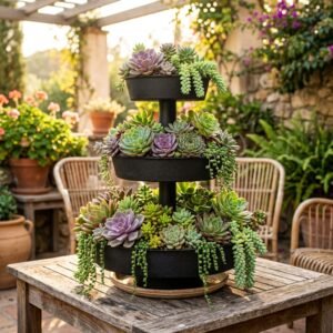 How to Build a Stunning Tiered Succulent Planter Using Cheap Dollar Store Pie Tins!