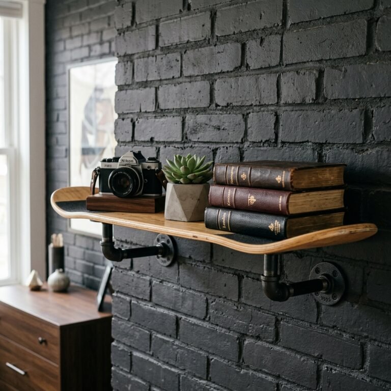 How to Build an Insanely Cool DIY Upcycled Skateboard Wall Shelf for Guys!