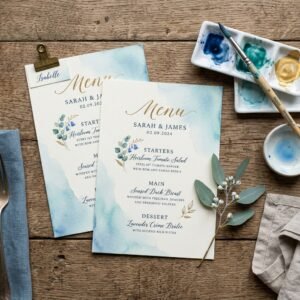 How to Create Gorgeous DIY Watercolor Wash Wedding Menus for Under $10 Total!