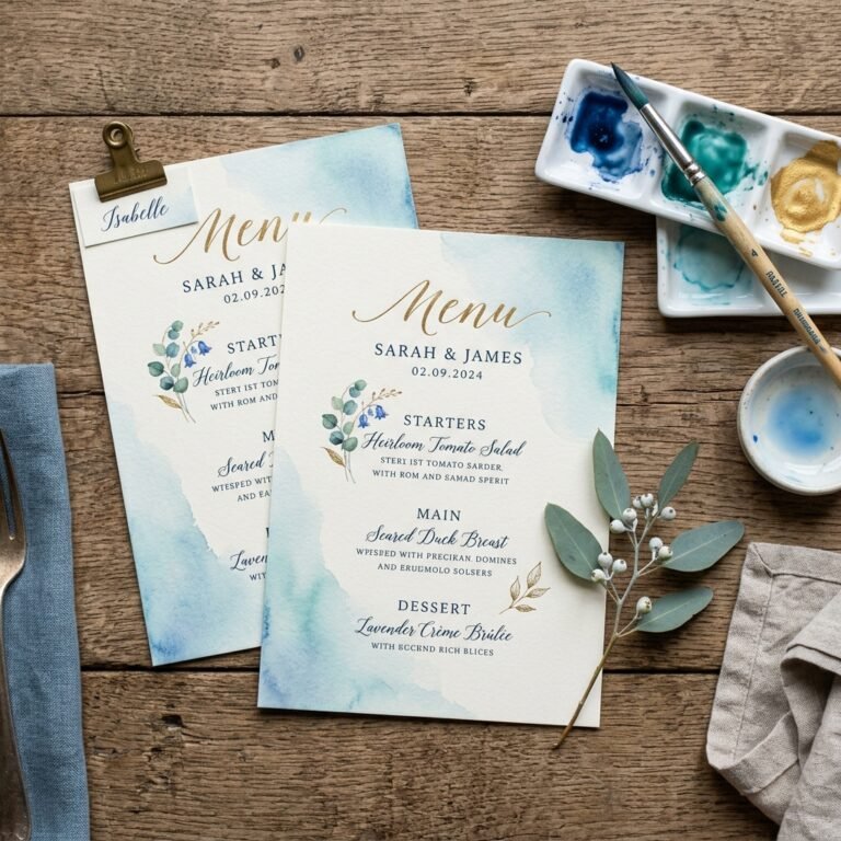 How to Create Gorgeous DIY Watercolor Wash Wedding Menus for Under $10 Total!