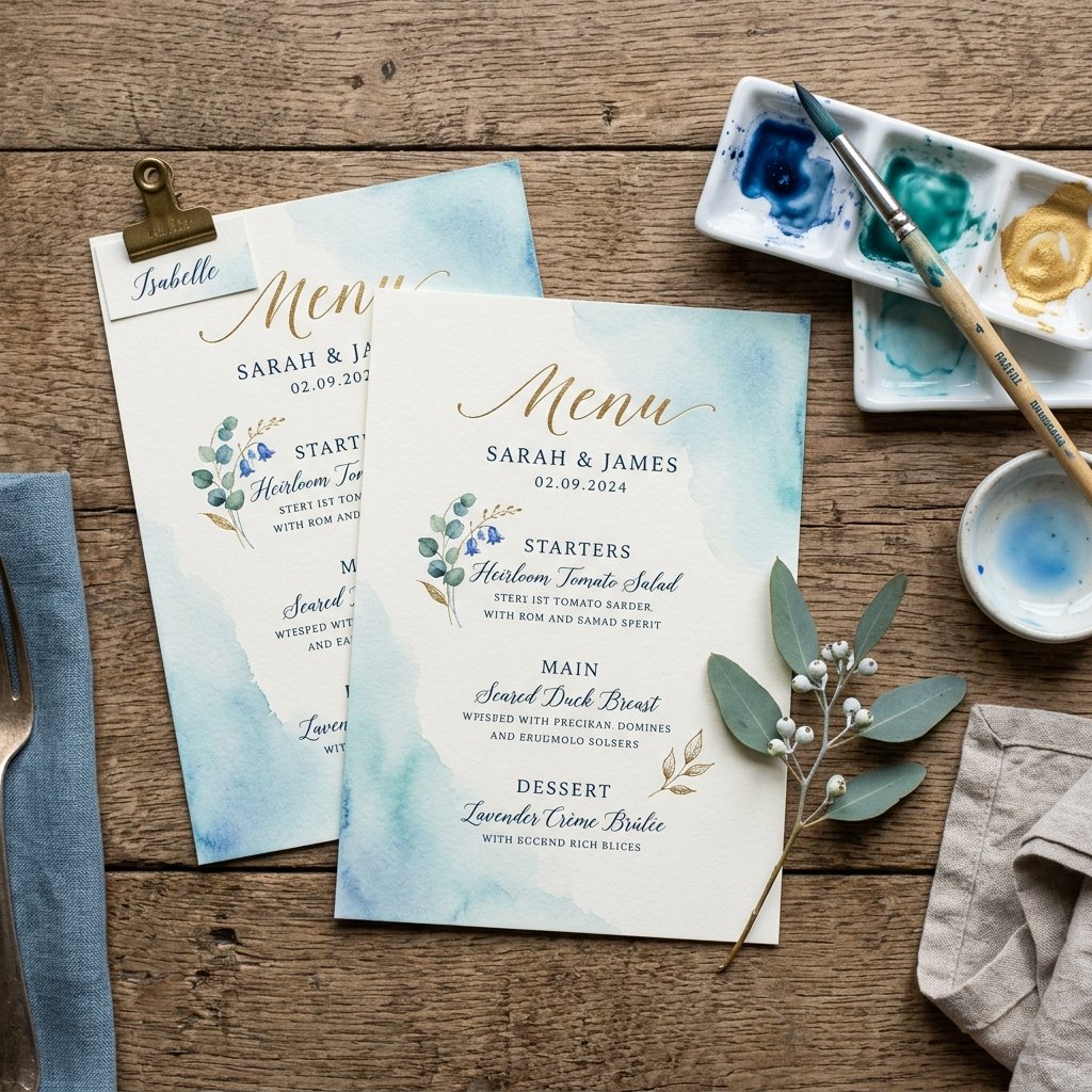 How to Create Gorgeous DIY Watercolor Wash Wedding Menus for Under $10 Total!