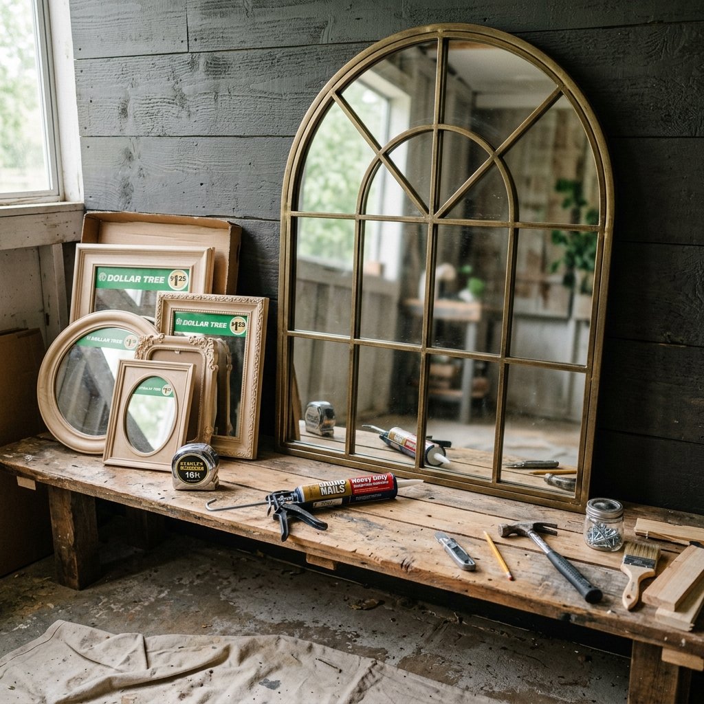 How to Make a Giant DIY Arched Mirror Using Cheap Dollar Tree Frames!