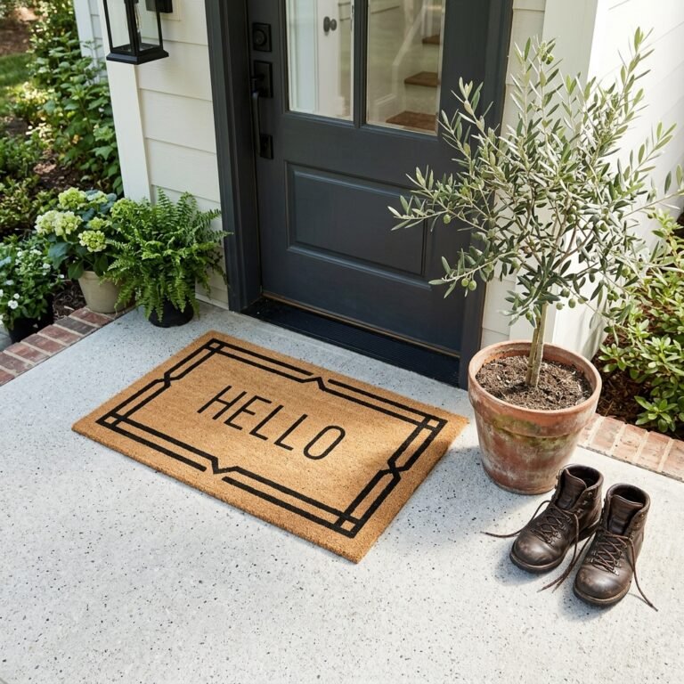 How to Paint a Cheap Plain Welcome Mat for a Designer Front Porch Look on a Budget