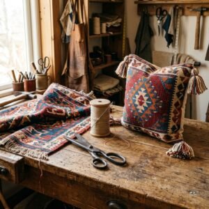 How to Turn Cheap Thrift Store Rugs Into High-End Boho Throw Pillows!