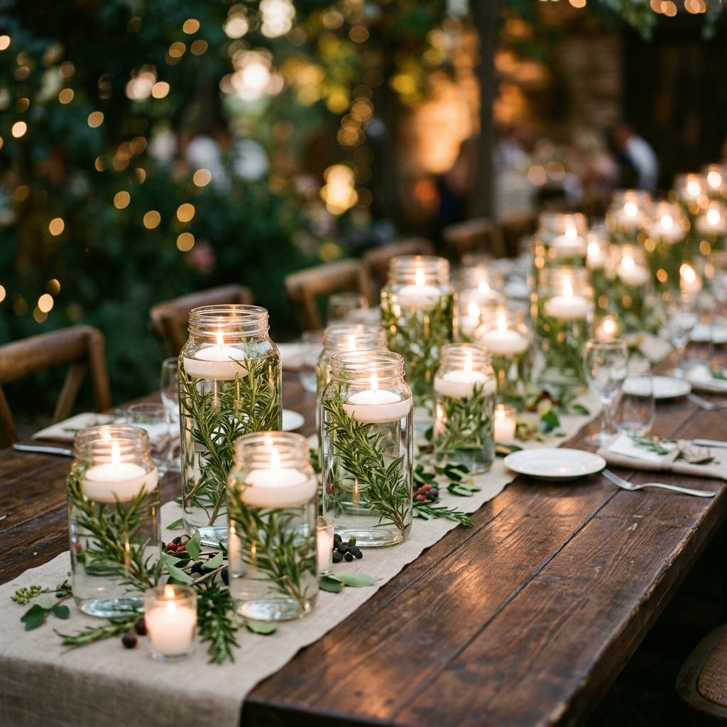 Insanely Gorgeous DIY Floating Rosemary Candle Centerpieces That Cost Next to Nothing!
