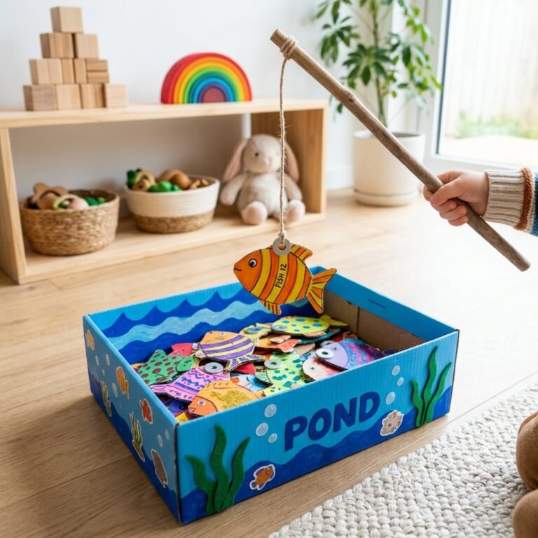 Keep Toddlers Busy For Hours! Create This Fun DIY Cardboard Magnetic Fishing Game For Free