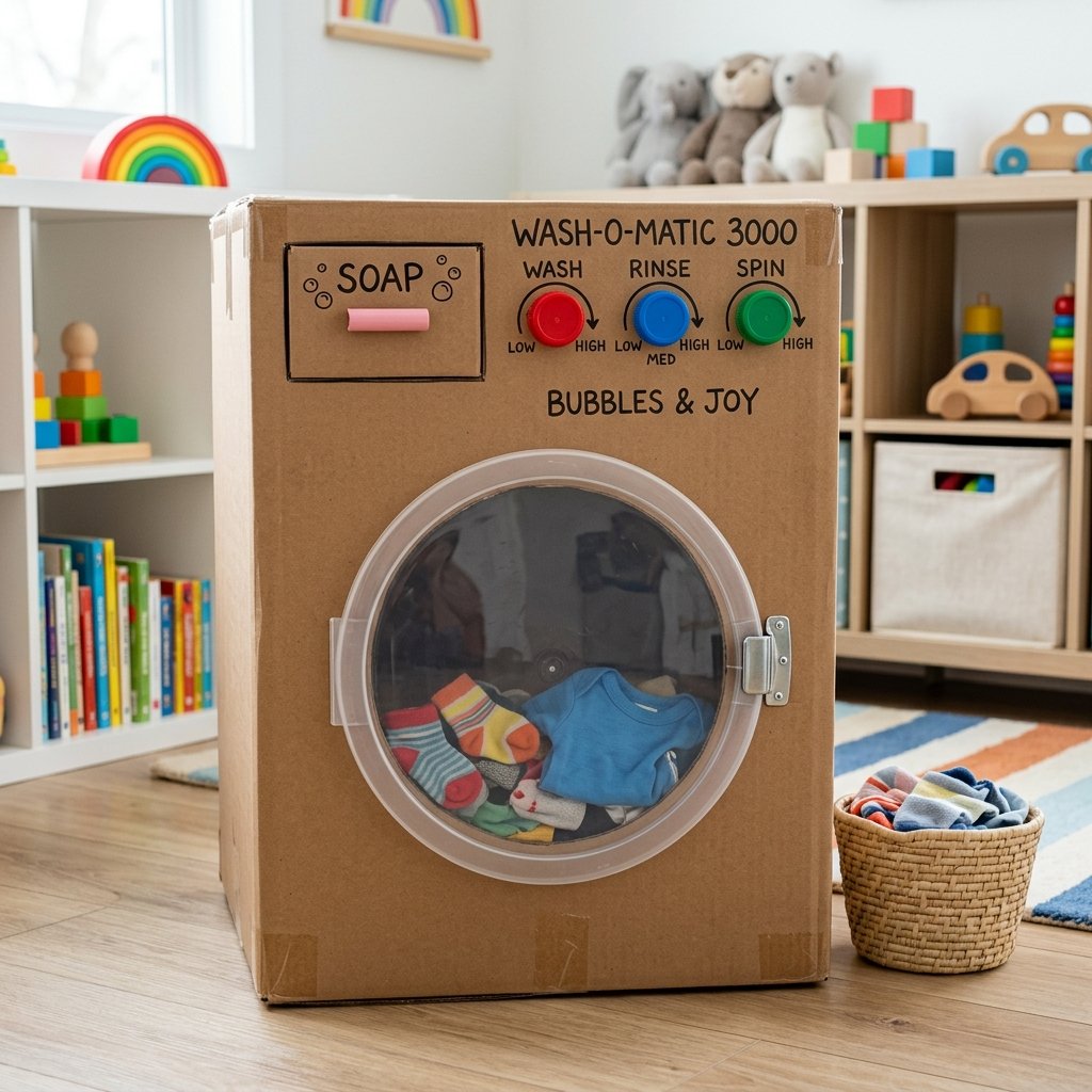Keep Toddlers Busy For Hours! Make This Epic DIY Cardboard Washing Machine For Free!