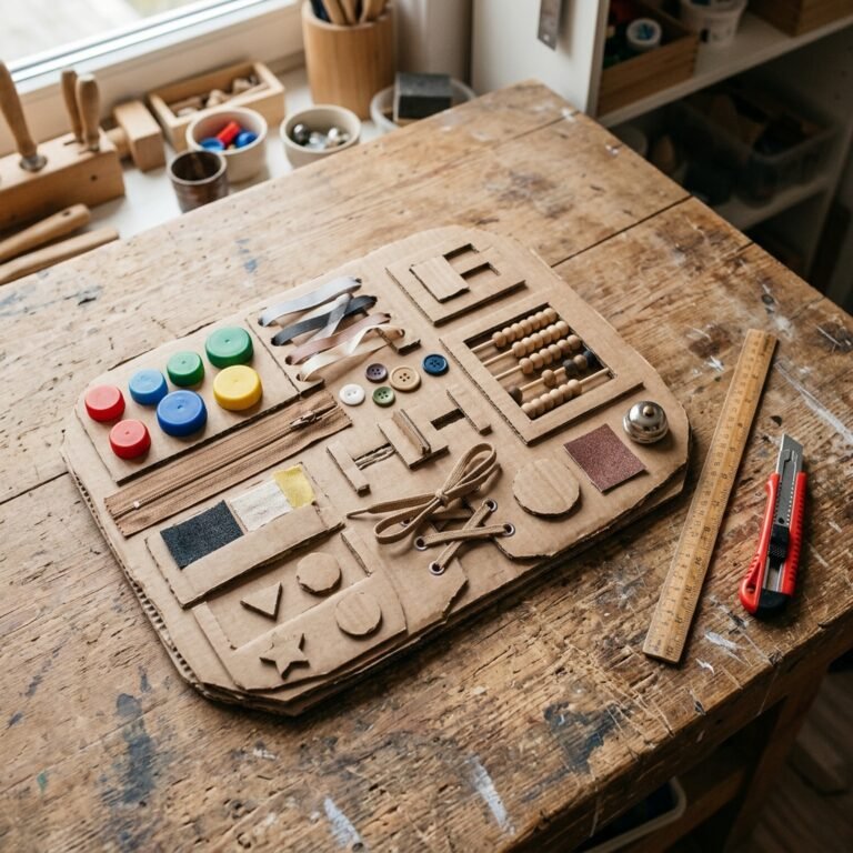 Keep Your Toddler Quiet For Hours! This DIY Cardboard Fine Motor Toy Costs Exactly $0