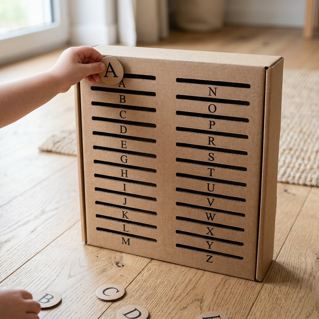 Learn Letters in 5 Minutes! Build This DIY Cardboard Alphabet Slot Drop Box Toy Today