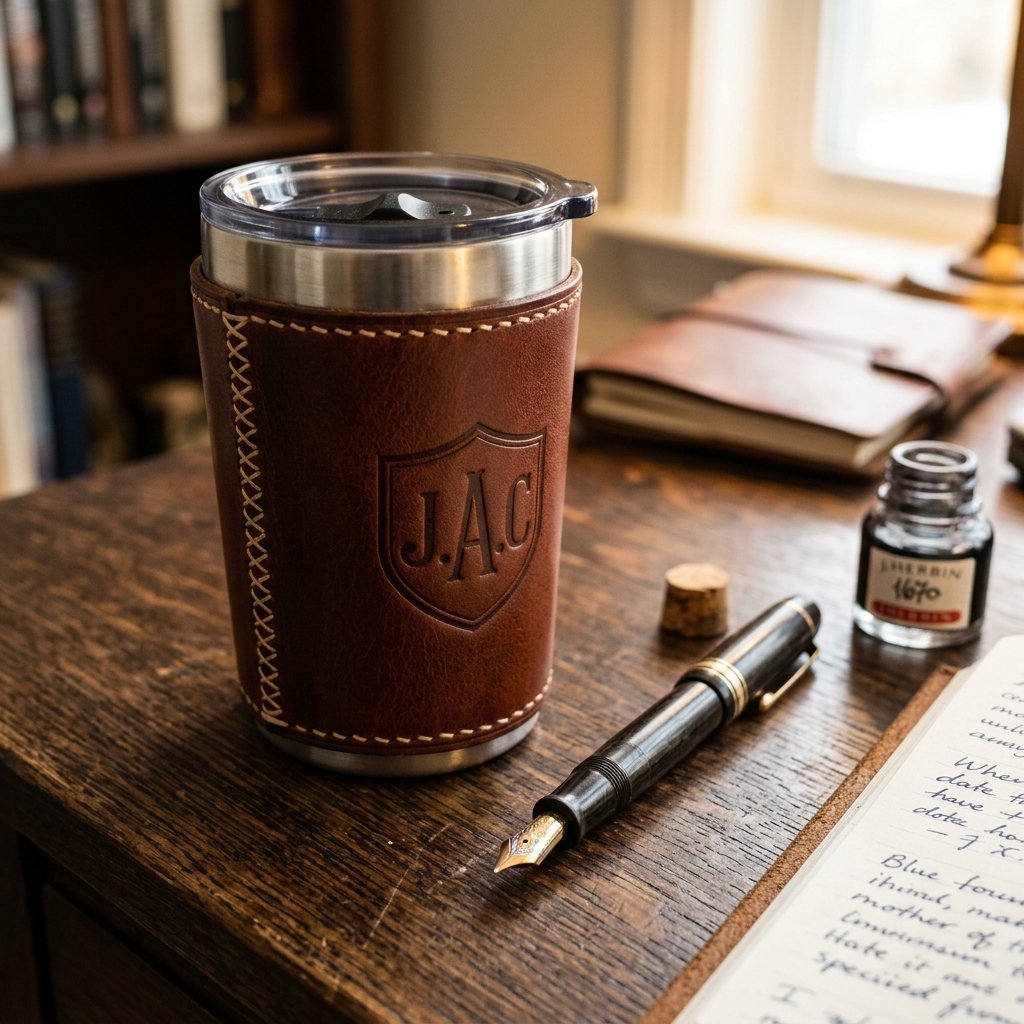 Look Expensive On A Budget! How To Make A Custom DIY Leather Wrapped Travel Mug!