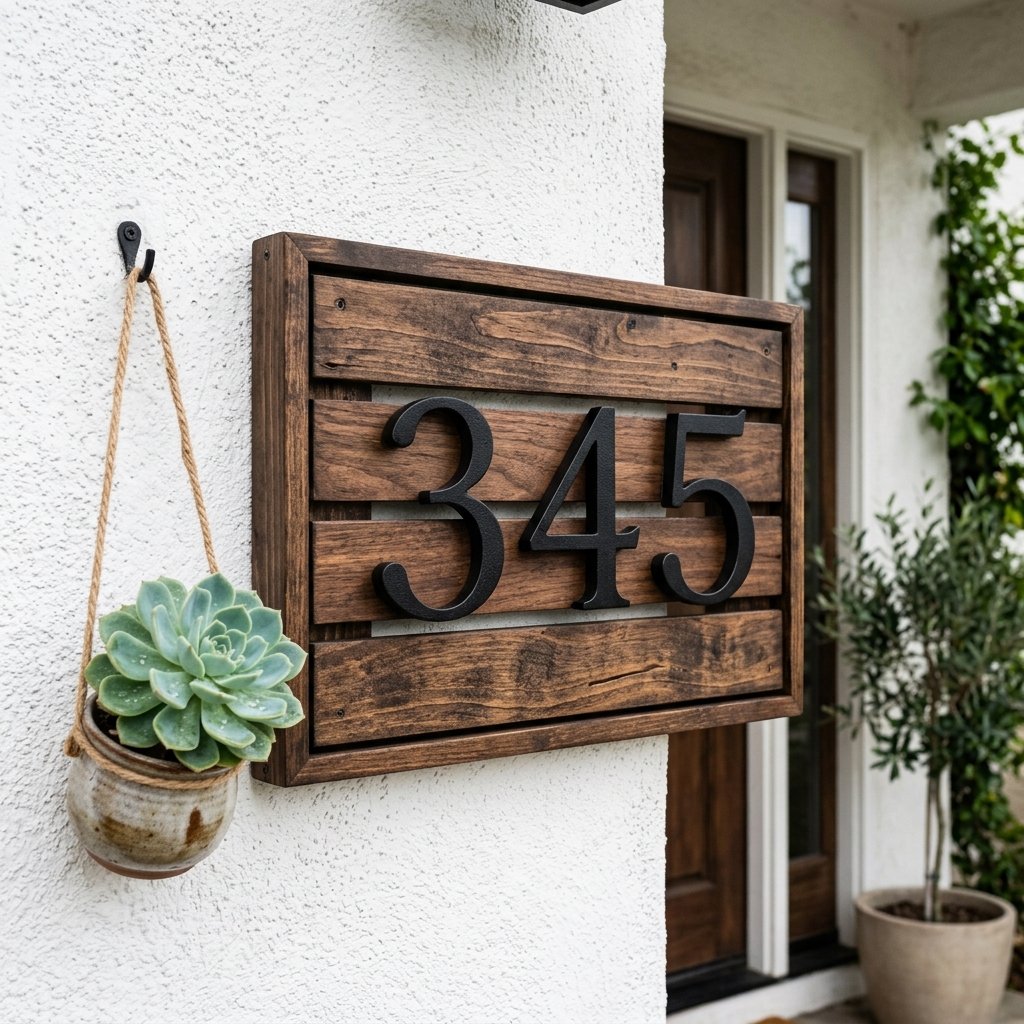 Modern Farmhouse Curb Appeal: How to Make a High-End DIY Slat Wood House Number Sign for Under $10
