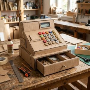 Pretend Play On A Budget! How To Make A Realistic DIY Cardboard Cash Register
