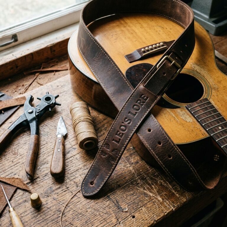 Rock His World: Upcycled DIY Leather Guitar Strap Gift for Musicians