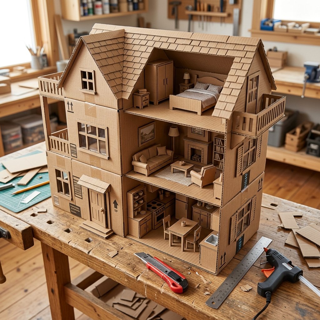 Save Big On Toys! Build This Magical Multi-Story DIY Cardboard Dollhouse Out Of Delivery Boxes
