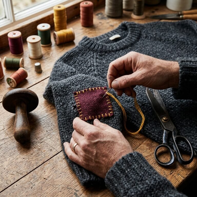 Save Your Knitwear! How to Patch a Hole in a Knit Sweater with Gorgeous Contrasting Fabric