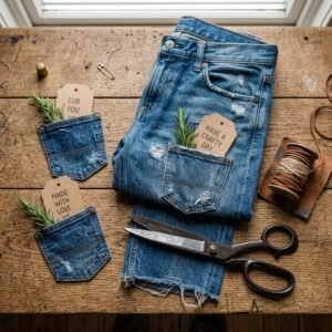 Save Your Old Jeans! How To Turn Scrap Denim Pockets Into Genius DIY Gift Tags!