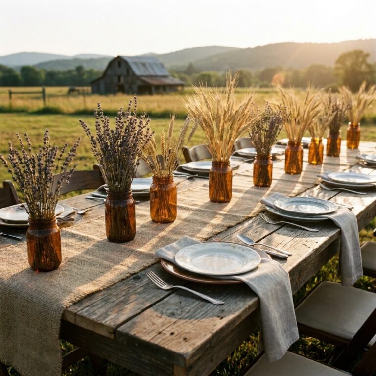 Smells Heavenly! Rustic DIY Dried Lavender and Wheat Wedding Centerpieces