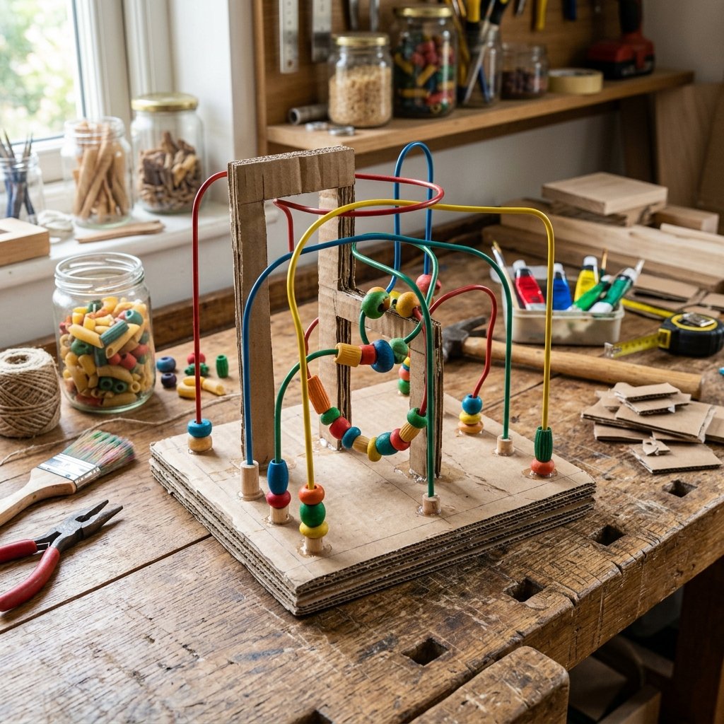Stop Buying Expensive Toys! This DIY Cardboard Fine Motor Bead Maze Costs Pennies to Make!