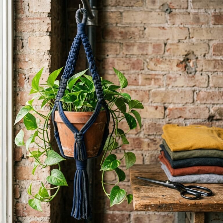 Stop Buying Plant Hangers! How to Make a T-Shirt Yarn Hanging Planter No Crochet in 10 Minutes