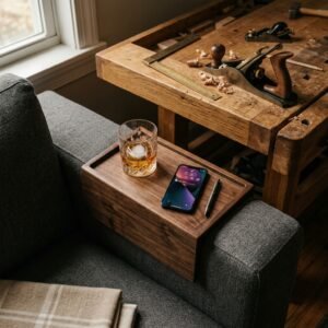 Stop Spending $50! Make This Luxury DIY Wooden Couch Arm Tray for Him in 3 Easy Steps