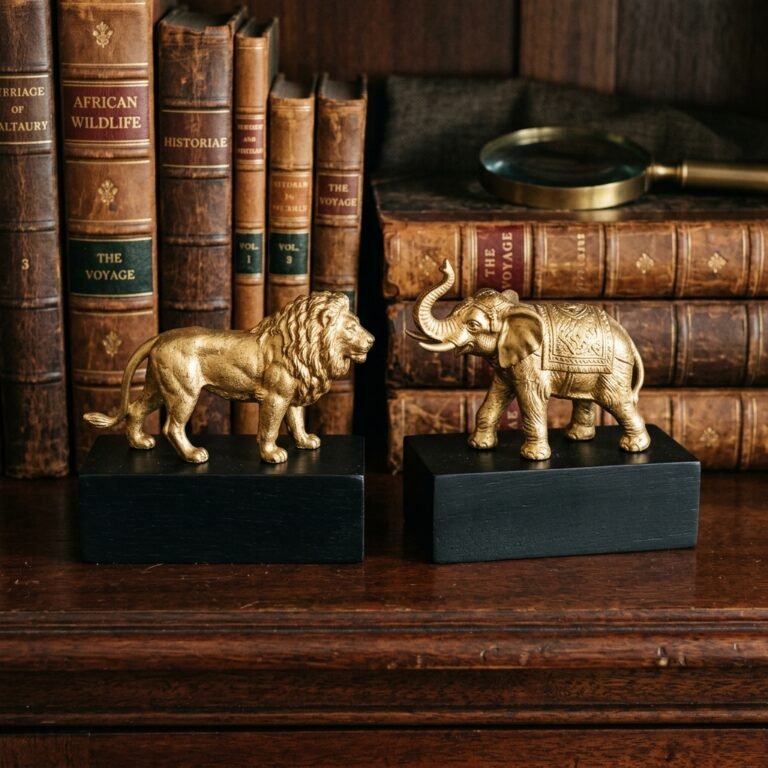 Stop Spending at Target! DIY Dollar Store Bookends Using Thrifted Toys and Gold Spray Paint