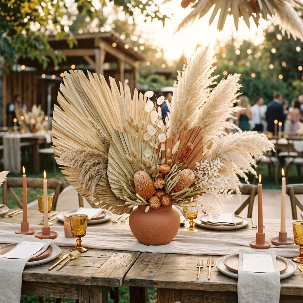 Stop Spending Millions! How To Make Gorgeous Boho Wedding Centerpieces Using Dried Palm Leaves!