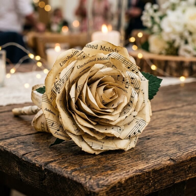 Stunning DIY Sheet Music Paper Roses That Will Make Your Wedding Tables Look Romantic