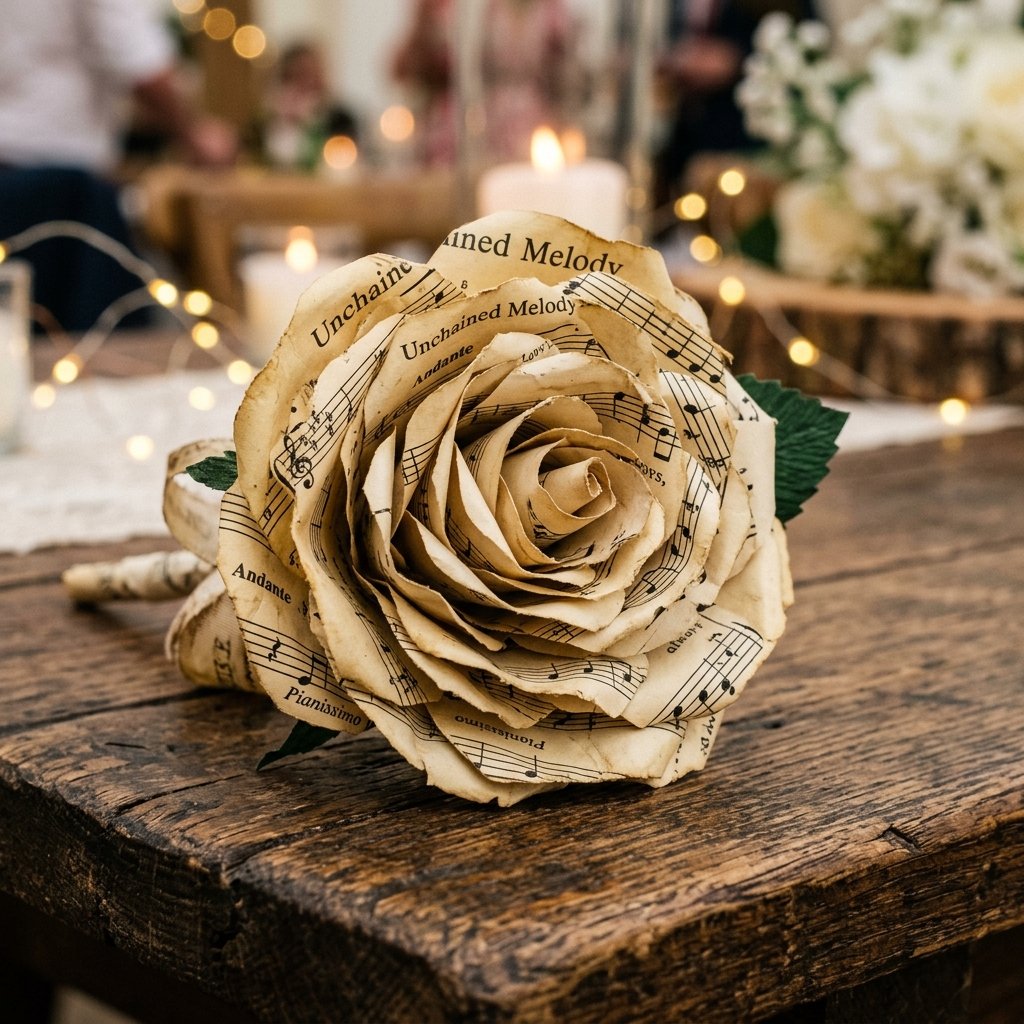 Stunning DIY Sheet Music Paper Roses That Will Make Your Wedding Tables Look Romantic