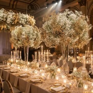 Stunning On A Dime: How To Make Spray Painted Baby's Breath Centerpieces That Look Like A Dream
