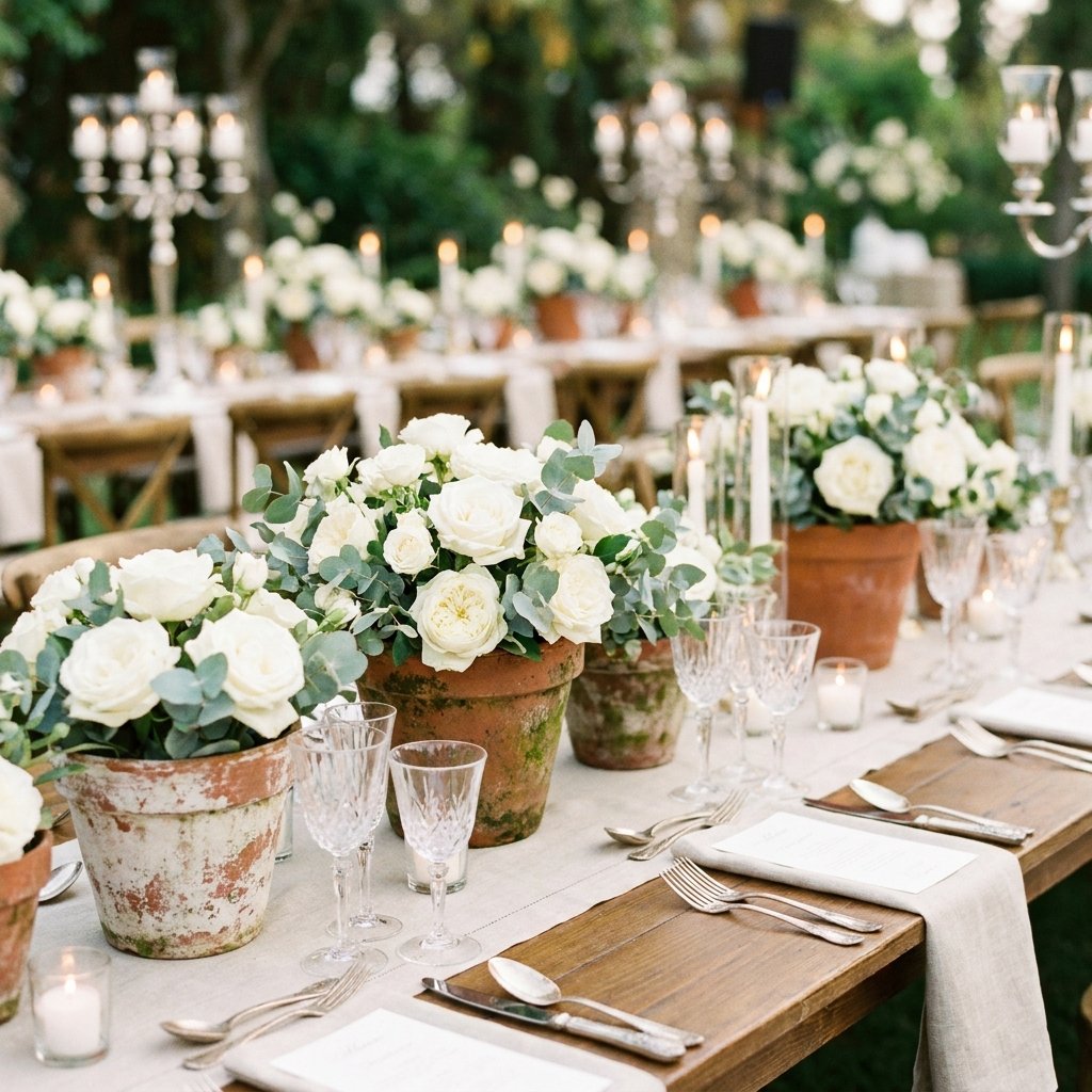 The $2 Wedding Hack Guests Will Think Cost Hundreds: DIY Aged Terra Cotta Centerpieces!