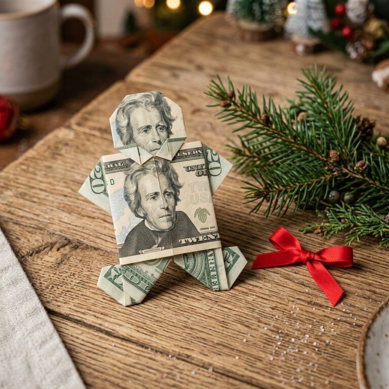 The Absolute Cutest Way to Give Cash! How to Fold a Money Origami Gingerbread Man in 3 Minutes