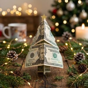 The Absolute Cutest Way to Give Cash This Christmas: Money Origami Tree Tutorial