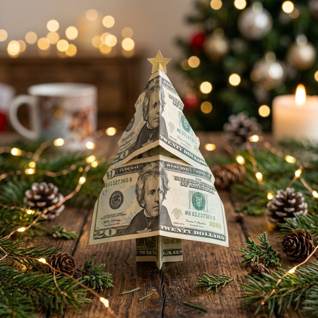 The Absolute Cutest Way to Give Cash This Christmas: Money Origami Tree Tutorial