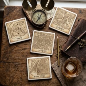 The Best Sentimental DIY Gift Ever: Make These Vintage Map Coasters in 15 Minutes!