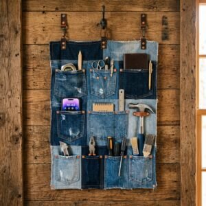The Brilliant Way to Upcycle Old Jean Pockets Into a Stunning Wall Organizer