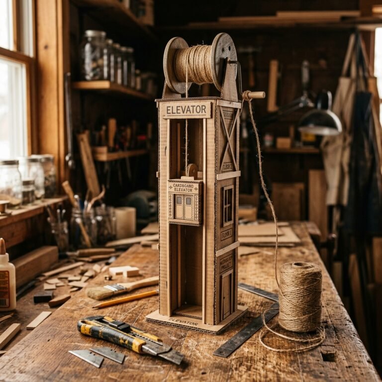 The Coolest Cardboard Toy Ever: DIY Elevator Toy with a Working Pulley System!