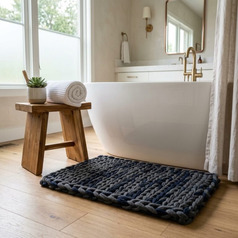 The Easiest DIY T-Shirt Yarn Bath Mat That Feels Like A Spa Under Your Feet!
