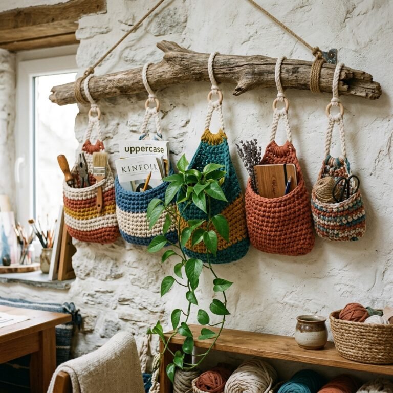 The Genius Way To Organize Clutter: No-Sew DIY T-Shirt Yarn Hanging Pockets