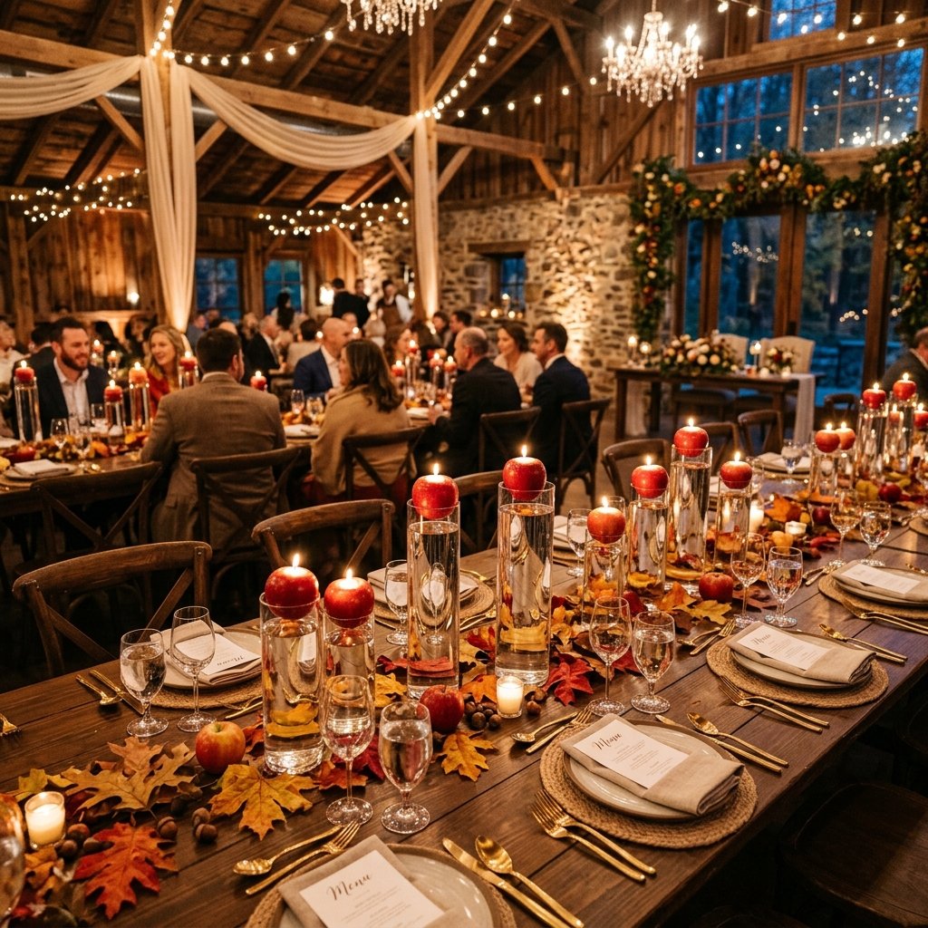 The Most Beautiful Fall Wedding Secret: DIY Floating Candle Apple Centerpieces