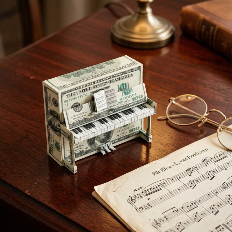 The Most Creative Way to Give Cash! How to Fold a Money Origami Piano for Music Lovers