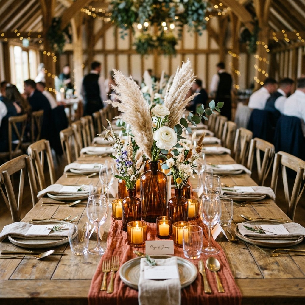 The Secret to Elegant Boho Decor: Inexpensive Thrifted Amber Glass Wedding Centerpieces That Look Luxe