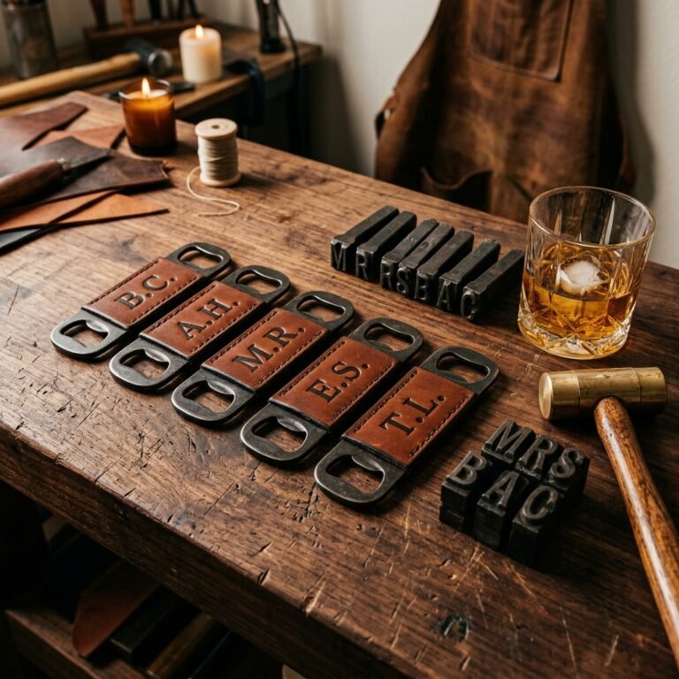 The Ultimate Cheap DIY Groomsmen Gift: Hand Stamped Leather Bottle Openers!